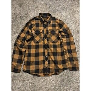 Truewerk Shirt Mens M Gold Black Plaid Tech Flannel Workwear Casual Logo